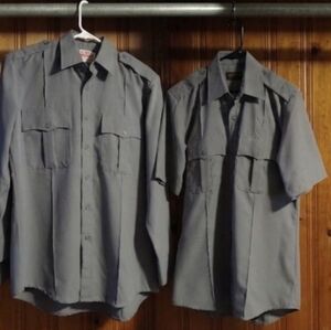 Lot of 2 pleated uniform security law enforcement shirts 1 long 1 short sleeve